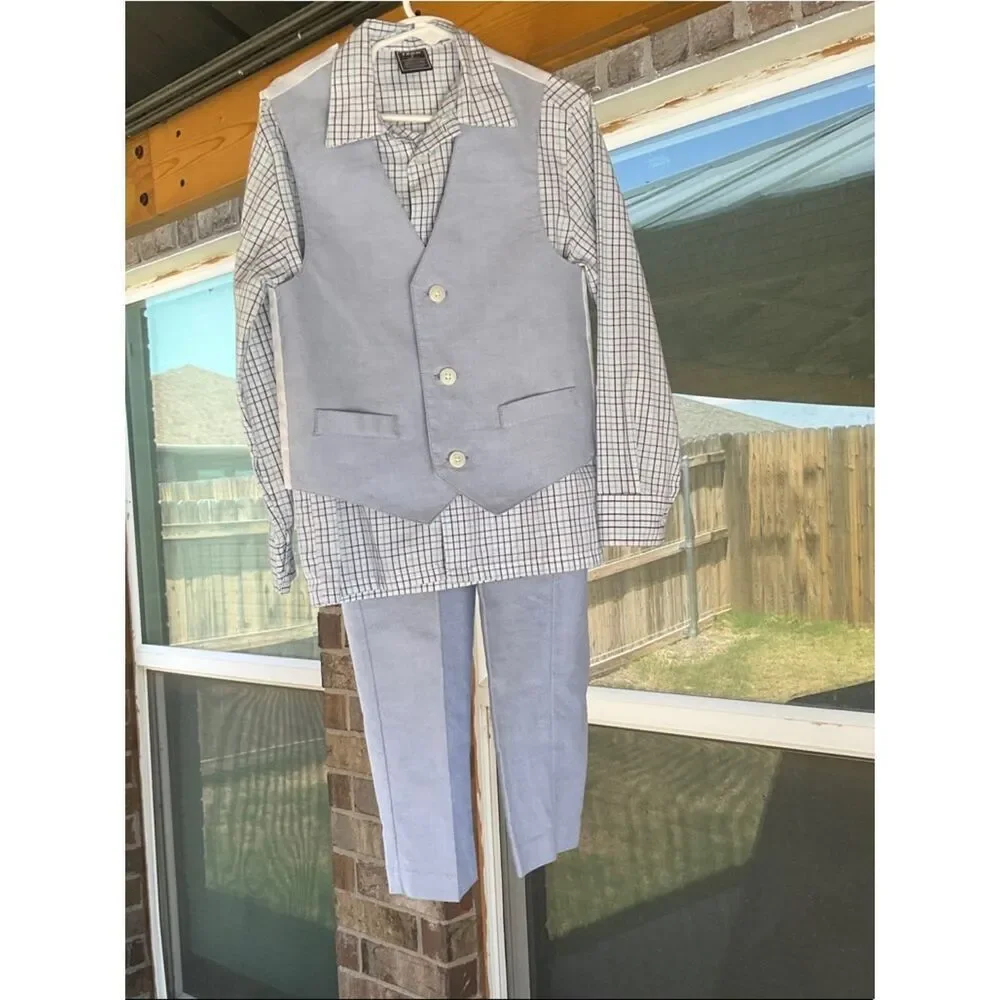 Take 50% OFF- Izod Light Blue Boys' Vest, Shirt & Pants 3-Piece Set, Size-6